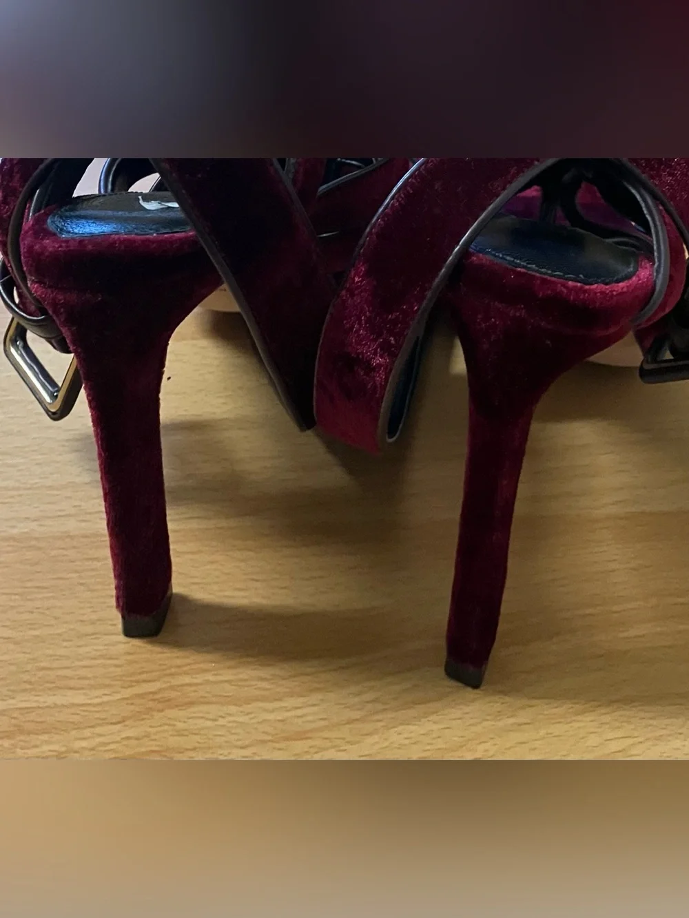 Antonio Melani Deep Burgundy Velvet Strappy High Heels: Size 7